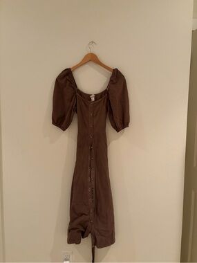 entro faux leather dress Faux Leather Smocked Waist Midi Dress - Entro